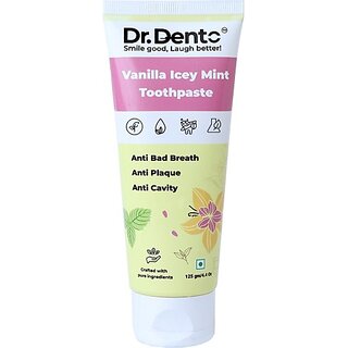 Dr. Dento Vanilla Icy Mint Toothpaste - 125g / SLS Free / Floride Free / Vegan Toothpaste
