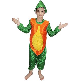                       Kaku Fancy Dresses Papaya Fruits Costume -Orange  Green, for Boys  Girls                                              