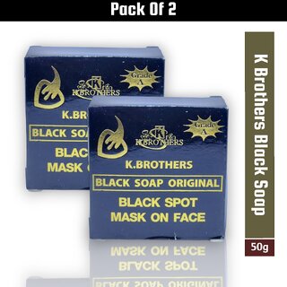                       K Brothers Black Soap For Black Spot Mask On Face 50g (Pack of 2)                                              