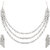 Jewellity Clear Stone And Silver American Diamond/AD Designer Three Layer Necklace With Earrings Set For Girls/Women NSA