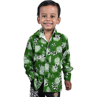                       Kid Kupboard Cotton Baby Boys Shirt, Green, Full-Sleeves, Collared Neck, 3-4 Years KIDS5977                                              