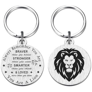                       M Men Style  Always Remember You Are An Lion Present Silver Stainless Steel Keychain KeyS3                                              