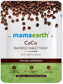 Mamaearth CoCo Bamboo Sheet Mask with Coffee  Cocoa for Skin Awakening, 25 g