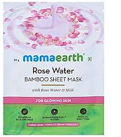 Mamaearth Rose Water Bamboo Sheet Mask with Rose Water  Milk for Glowing Skin 25 g