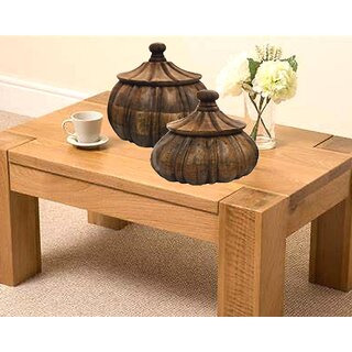                       KHUSUBHDECOR wooden pumpkin shape casserole use for kitchen and dinning table decor                                              
