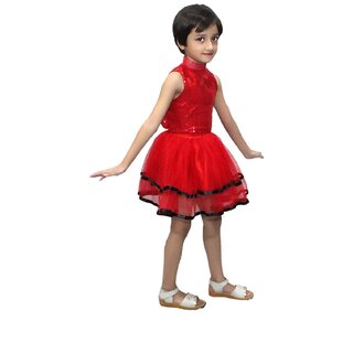                       Kaku Fancy Dresses Tu Tu Skirt Costume -Red, For Girls                                              