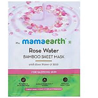                       Mamaearth Rose Water Bamboo Sheet Mask with Rose Water  Milk for Glowing Skin 25 g                                              