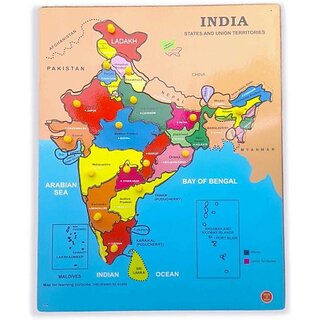                      Aasiyaenterprises Big Size India Map Picture Puzzle Board With Knob For Kids (Multicolor)                                              