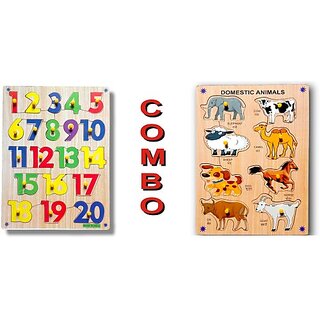                       Aasiya Enterprises Domestic Animal Pictures Puzzle With Counting Number'S 1 To 20 Combo (Multicolor)                                              