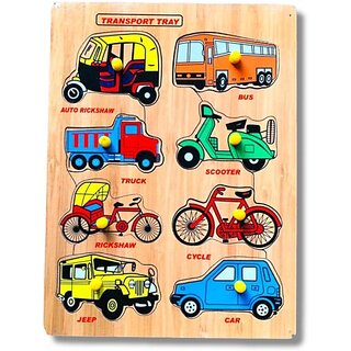                       Aasiyaenterprises Transport Vehicle Name With Picture Puzzle Board Learning Toy For Kids (Multicolor)                                              
