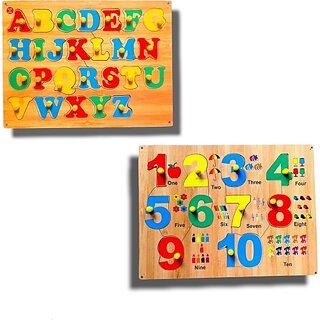                       Aasiyaenterprises Capital Abc  Numeric 1 To 10 Picture Puzzle Board Combo For Kids And Toddler (Multicolor)                                              