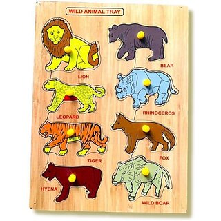                       Aasiyaenterprises Wild Animal Name With Picture Puzzle Board Learning And Educational Toy For Kids (Multicolor)                                              