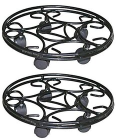 GARDEN DECO 11 INCH Pot Stand with Wheels for Garden/Patio/Home/Balcony (Set of 2 PCs).