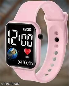 Digital Dial Digital Watch for Kids Stylish Easy to Use Baby Girls-Digital Watch for Boys and Girls (Smart Square Pink)