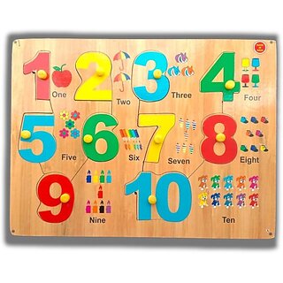                       Aasiyaenterprises Counting Number 1 To 10 Pictures Puzzle Board (Multicolor)                                              