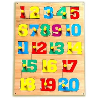                       Aasiyaenterprises Counting Number 1 To 20 Puzzle Board With Knob For Kids (Multicolor)                                              
