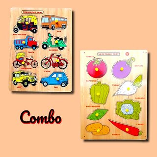                       Aasiyaenterprises Picture Transport Name Puzzle With Vegetable Name Puzzle Combo For Kids (Multicolor)                                              