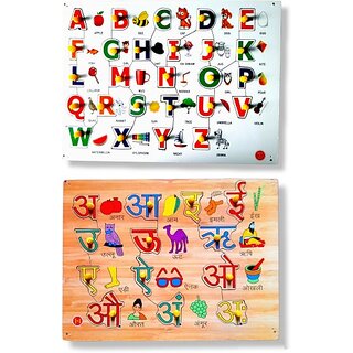                       Aasiyaenterprises Picture Capital Abcd Puzzle With Hindi Vowels Puzzle Combo For Kids (Multicolor)                                              