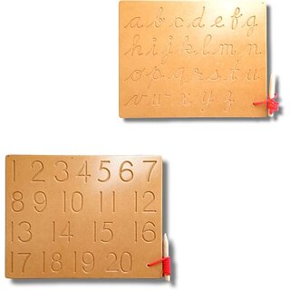                       Aasiyaenterprises Carving Numeric 1 To 20 With Small Cursive Abc Board Along With 2 Dummy Pencil (Beige)                                              
