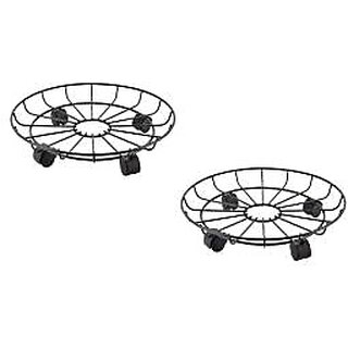 GARDEN DECO 17-Inch Pot Stand with Wheels for Indoor and Outdoor Plants (Set of 2).