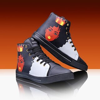                       Hakkel Casual Boot H146-Black Canvas Shoes For Men (Black)                                              