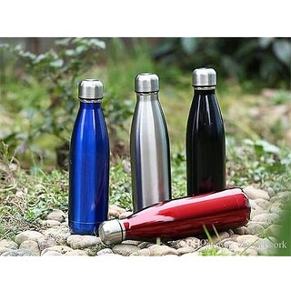                       TRIBBO Stainless Steel Double Walled Vacuum Flask/Water Bottle 24 Hours Hot and Cold 500 ml Multicolor (Steel500 ML)                                              