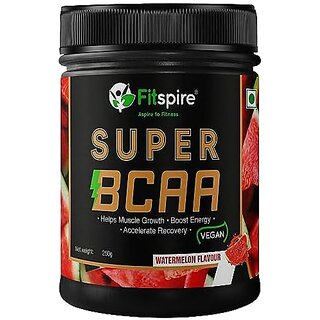                       Fitspire super gold BCAA supplement for men women 250 gm 25 servings 211 ratio ( Leucine Isoleucine valine) with glutamine amino acid  muscle growth and recovery  best intra-workout supplements (Watermelon)                                              