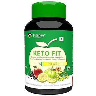                       Fitspire KETO FIT Weight Management 60 Capsules with Green Tea & Green Coffee Extracts including Apple Cider Vinegar for detox 100% Vegan Helps in Weight loss                                              