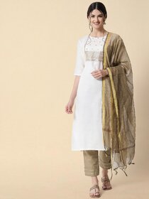 SVB White Embroideried Kurta Set