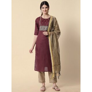                       SVB Maroon Embroideried Kurta Set                                              
