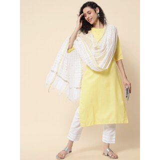                       SVB Yellow Embroideried Kurta Set                                              