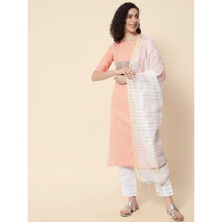                       SVB Peach Embroideried Kurta Set                                              