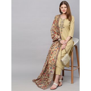                       SVB Mustard Embroideried Kurta Set                                              