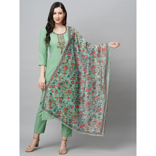                       SVB Pista Green Embroideried Kurta Set                                              