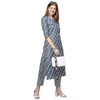                       SVB Women Cotton Blend Kurta and Pant Set                                              