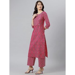                       SVB Women Cotton Blend Kurta and Pant Set                                              