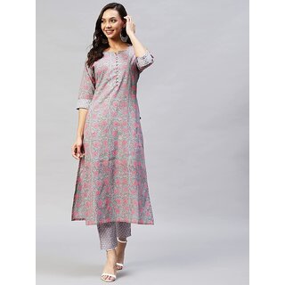                       SVB Women Cotton Blend Kurta and Pant Set                                              