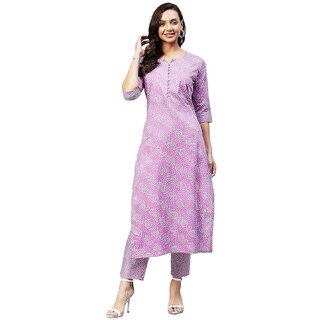                       SVB Women Cotton Blend Kurta and Pant Set                                              