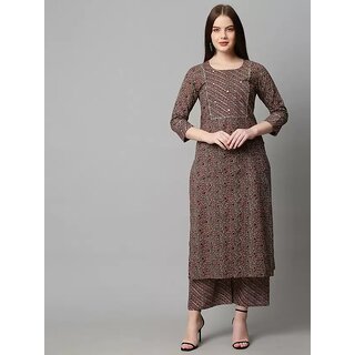                       SVB Women Cotton Blend Kurta and Pant Set                                              