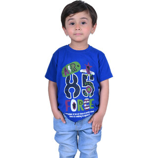                       Kid Kupboard Cotton Boys T-Shirt, Navy Blue, Half-Sleeves, Crew Neck, 5-6 Years KIDS5990                                              