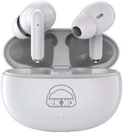 EKKO Earbeats T05 TWS: ENC Call Noise Cancellation, 25H Playtime, 10MM Driver, Twin Connect, Massive Bass, Water Resistance, Siri & Google Assistant (White)