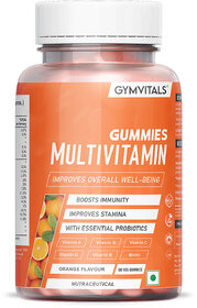 Gymvitals Multivitamin Gummies, Pack of 60 Gummies, Orange Flavour