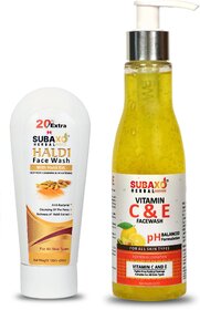 Subaxo Herbal Haldi Face Wash 120 ml  Vitamin C Face WashHerbal Face Wash 200 ml