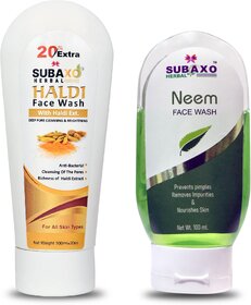 Subaxo Herbal Haldi Face Wash 120 ml  Neem Face WashAnti Pimples Oil Control 100 ml