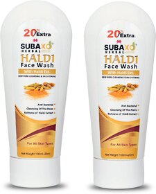 Subaxo Herbal Haldi Turmeric Face WashSkin GlowingFace Wash, Herbal face wash- 2 Pc Each 120 ml