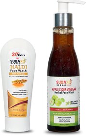 Subaxo Herbal Haldi-Turmeric Face Wash   120 ml  Apple Cider vinegar Face Wash 200 ml