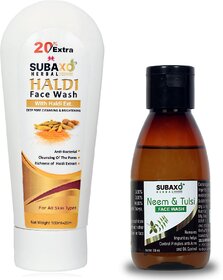 Subaxo Herbal Haldi-Turmeric Face WashSkin Brighteing 120 ml  Neem Tulsi Face Wash 100 ml