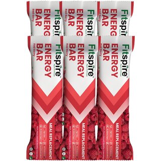                       Fitspire Energy Bar, 100 Vegan with Redberry flavour for Helping Instant Energy, Boosts Athletic Performance  Improves Muscle Recovery- Pack of 6 (Each 35g)                                              