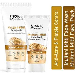 Globus Naturals Face Care Combo Set of 2- Multani Mitti Face Wash 75gm and Multani Mitti Face Pack 50 gm Globus Naturals Face Care Combo Set of 2- Multani Mitti Face Wash 75gm and Multani Mitti Face Pack 50 gm