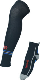 Brimba H2 Black Cotton Knee High Socks For Men  Women